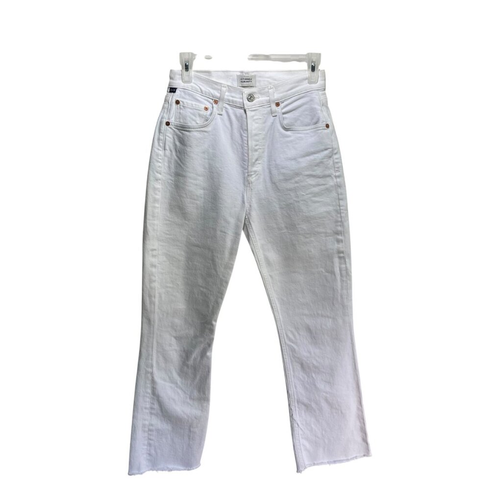 Citizens of‎ Humanity Emerson Boyfriend Ivory Button Fly Frayed Hem Jeans-Sz 24